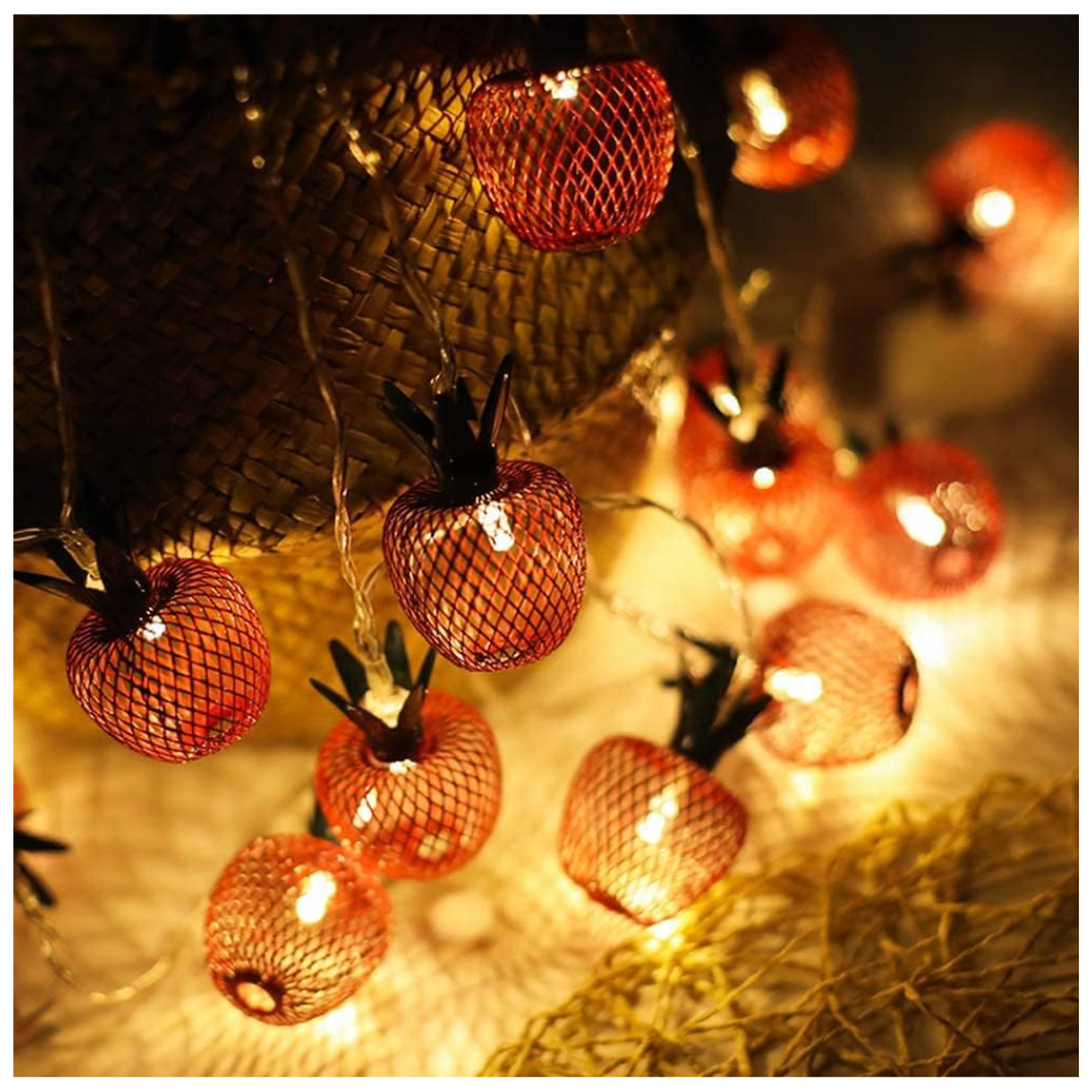 Guirnalda 20 Piñas Naranjas Luces LED